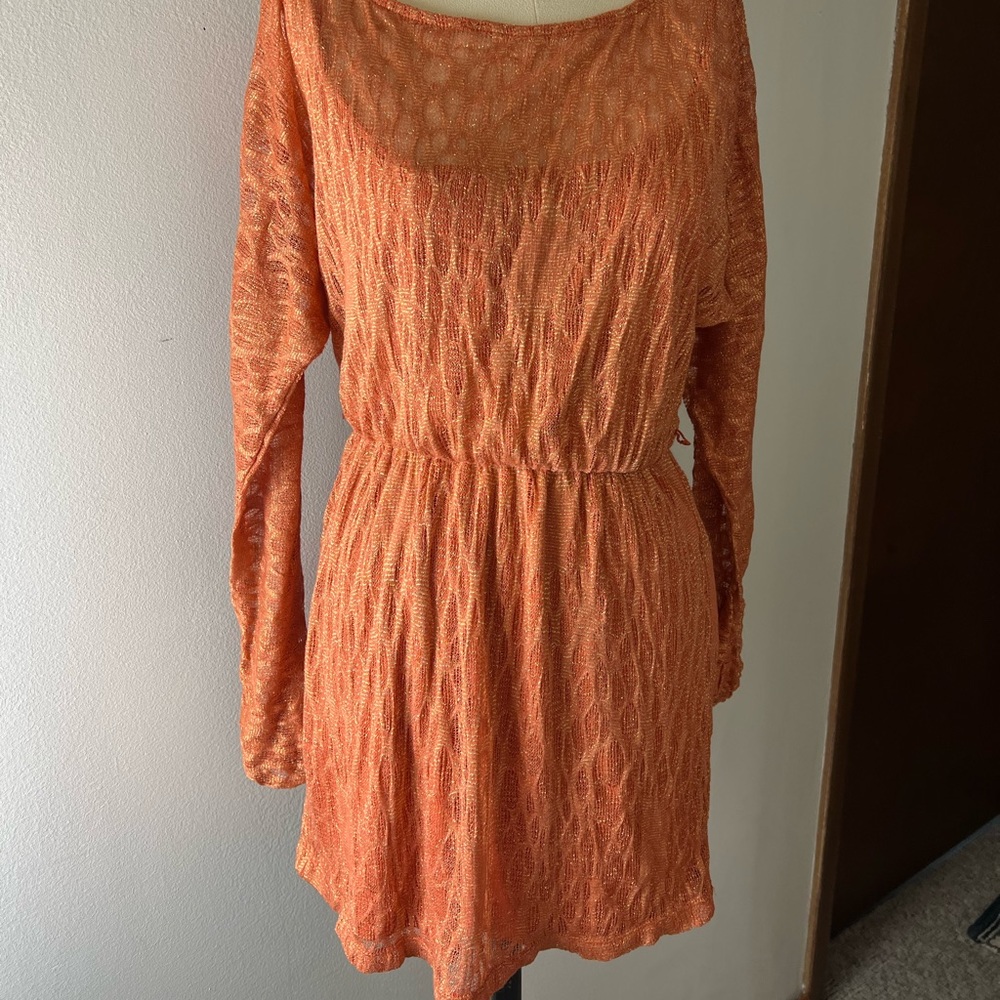 1970s Orange shimmer Dress